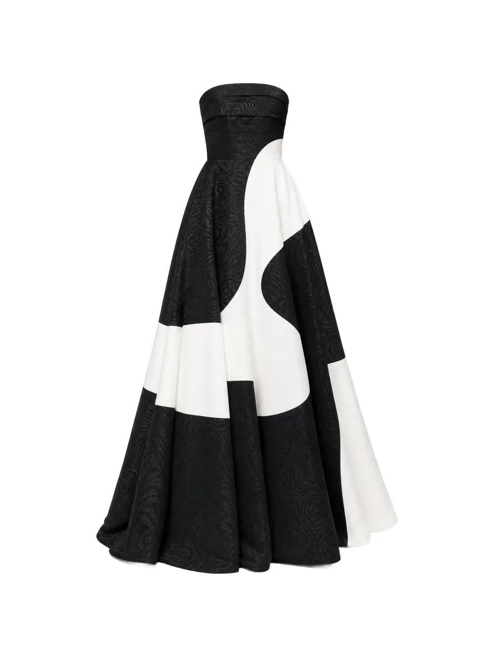 Alice + Olivia Black and White Bridgette Strapless Colorblock Ball Gown - Picture 13 of 13
